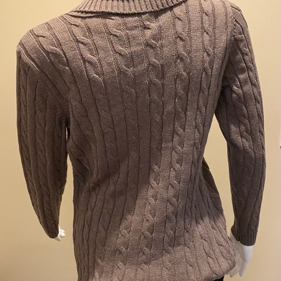 Calvin Klein Brown Cowl Neck Cabled Sweater Medium - Picture 3 of 5